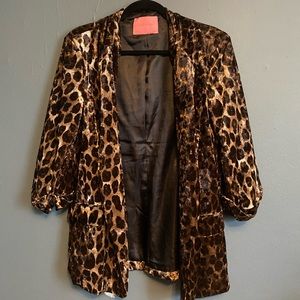 Signature Velvet Leopard Printed Blazer